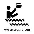 Water Sports icon vector isolated on white background, logo concept of Water Sports sign on transparent background, black filled Royalty Free Stock Photo