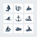 Water sports icons set Royalty Free Stock Photo