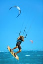 Water Sports. Kiteboarding, Kitesurfing In Ocean. Extreme Sport