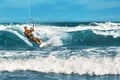 Water Sports. Kiteboarding, Kitesurfing. Surfer Surfing Waves. A Royalty Free Stock Photo