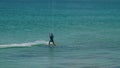 Water sports at the turquoise Mediterranean Sea. Kite surfing holiday. Southern Spain,Costa del Sol in the distance