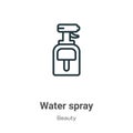 Water spray outline vector icon. Thin line black water spray icon, flat vector simple element illustration from editable beauty Royalty Free Stock Photo