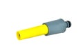 water sprinkler for hand watering lawns yellow-gray white background Royalty Free Stock Photo