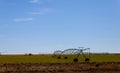 Water sprinkler system working on a plantation Royalty Free Stock Photo