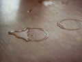 Water stains on the wooden table