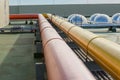 Water steel pipe. Flange Pipe Fitting .Pipes and pipeline at a gas terminal refinery.