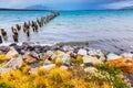 From the water stick destroyed pier Royalty Free Stock Photo