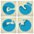 Water stickers, icons and symbols