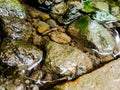 water with stones. which is not very deep