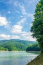 Water storage reservoir in mountains Royalty Free Stock Photo