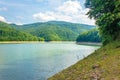 Water storage reservoir in mountains Royalty Free Stock Photo