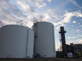 Water storage tanks at power plant Royalty Free Stock Photo