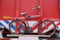 Water storage Truck of the fire fighters brigade in wijhe the Netherlands with bicycle on the back Royalty Free Stock Photo