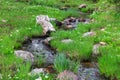 Water stream flowing to Crystal lake in Wasatch national forest in Utah Royalty Free Stock Photo