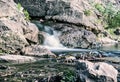 Water stream, long time photo exposure, blue filter