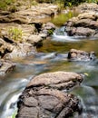 Water stream and rocks in Bambarawana, midday long exposure water flowing photograph, cascade falls