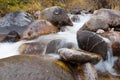 Water stream running over rocks