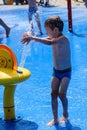 Water summer child fun fountain,  outdoor spray Royalty Free Stock Photo