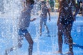 Water summer child fun fountain,  play spray Royalty Free Stock Photo