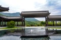 Water supply fountain in Japanese Buddhist garden at Tsz Shan Monastery in Hong Kong Royalty Free Stock Photo