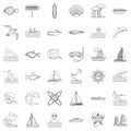Water supply source icons set, outline style Royalty Free Stock Photo