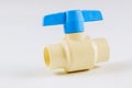 Water supply system controller on hydrant ball valve on white background