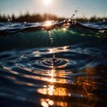 Water surface ripple, liquid wave effect on fresh outdoor water Royalty Free Stock Photo