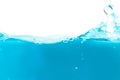 Water surface side view with bubbles and waves in the isolated background. Royalty Free Stock Photo
