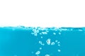 Water surface side view with bubbles and waves in the isolated background. Royalty Free Stock Photo