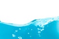 Water surface side view with bubbles and waves in the isolated background. Royalty Free Stock Photo