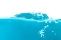Water surface side view with bubbles and waves in the isolated background. Royalty Free Stock Photo