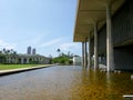 Water surrounds the Hawaii State Capitol Building Royalty Free Stock Photo