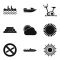 Water swim icons set, simple style