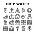 water system irrigation sprinker icons set vector Royalty Free Stock Photo