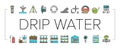 water system irrigation sprinker icons set vector