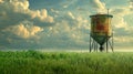 Water tank in green agriculture field