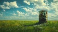 Water tank in green agriculture field