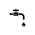 Water tap black icon, vector sign on isolated background. Water tap concept symbol, illustration Royalty Free Stock Photo