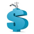 Water tap with blue dollar sign Royalty Free Stock Photo