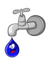 Water tap and cheerful water drop, vector illustration Royalty Free Stock Photo