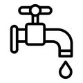 Water tap drop icon, outline style Royalty Free Stock Photo