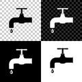 Water tap with a falling water drop icon isolated on black, white and transparent background Royalty Free Stock Photo