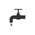 Water tap with a falling water drop icon isolated. Flat design Royalty Free Stock Photo