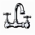 Water tap, faucet. Running water in kitchen with sink with sink. Modern clean house