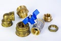Water tap and fittings for water supply. Plumbing fixtures and piping parts. Sanitary and technical works.