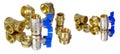 Water tap and fittings for water supply. Plumbing fixtures and piping parts. Sanitary and technical works.