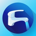 Water tap with flowing water. Metal water faucet icon, faucet water vector. tap water icon