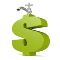 Water tap with green dollar sign Royalty Free Stock Photo