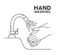 Water tap, hand washing, symbol black and white concept design Royalty Free Stock Photo