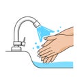 Water tap, hand woman washing, symbol isolated on white background concept Royalty Free Stock Photo